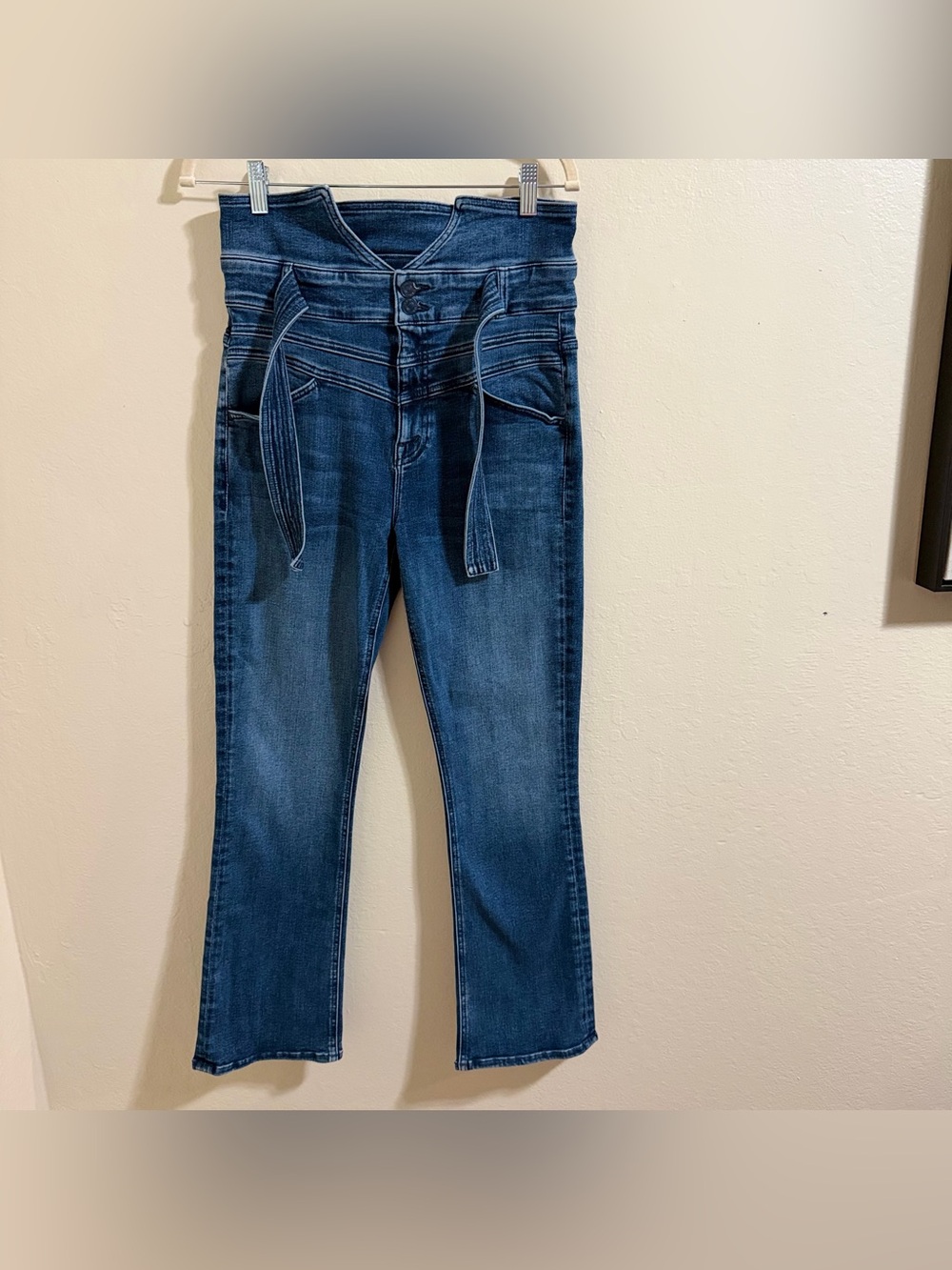MOTHER The Triple Stack Insider Ankle Jeans Chick‎ Flick High Rise Tie Belt 28 - Picture 2 of 16